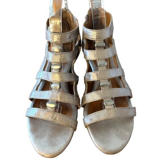 Sofft Women's Rio II Wedge Sandal Silver Metallic Gladiator Strappy Zip Size 8.5 - Picture 5 of 11